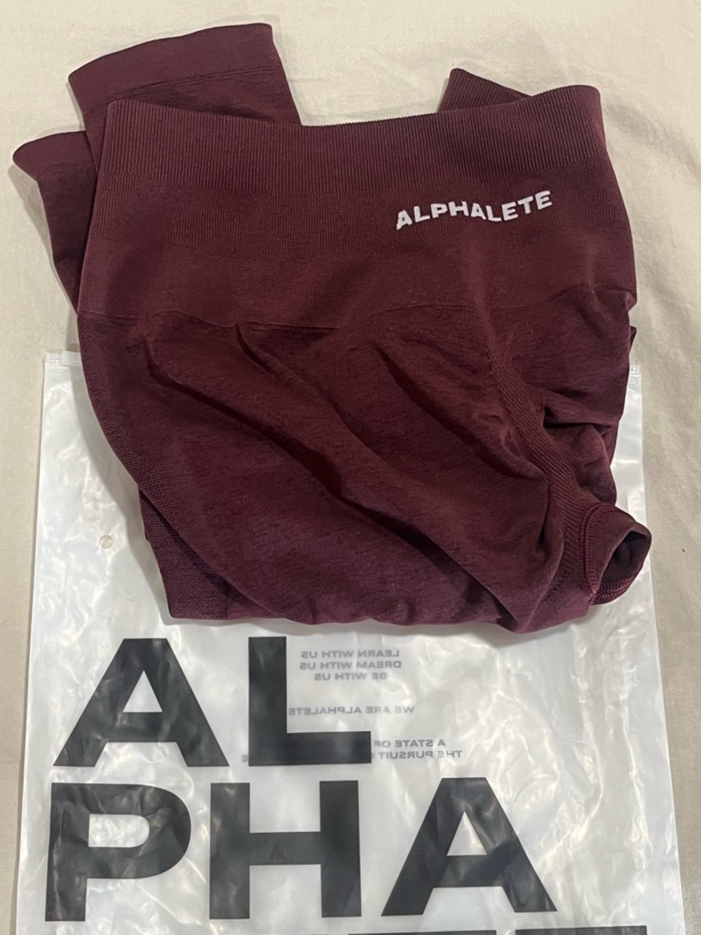 NEW Alphalete Plump Mid-Rise Waist Leggings - Burgundy/Merlot color in sizeLarge